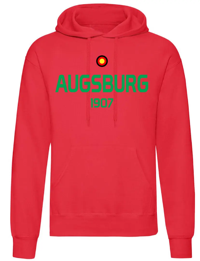 Felpa rossa cappuccio Augsburg con data
