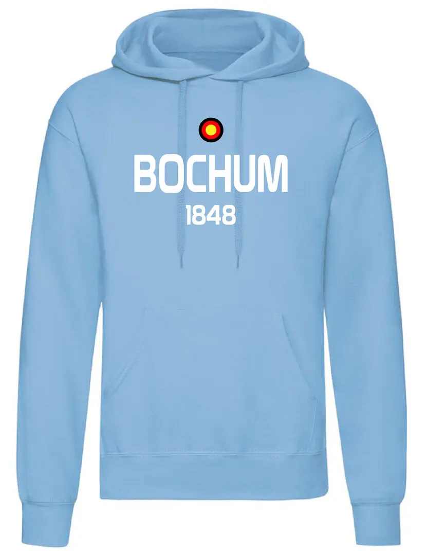 Felpa blu cappuccio Bochum tricolore tedesco