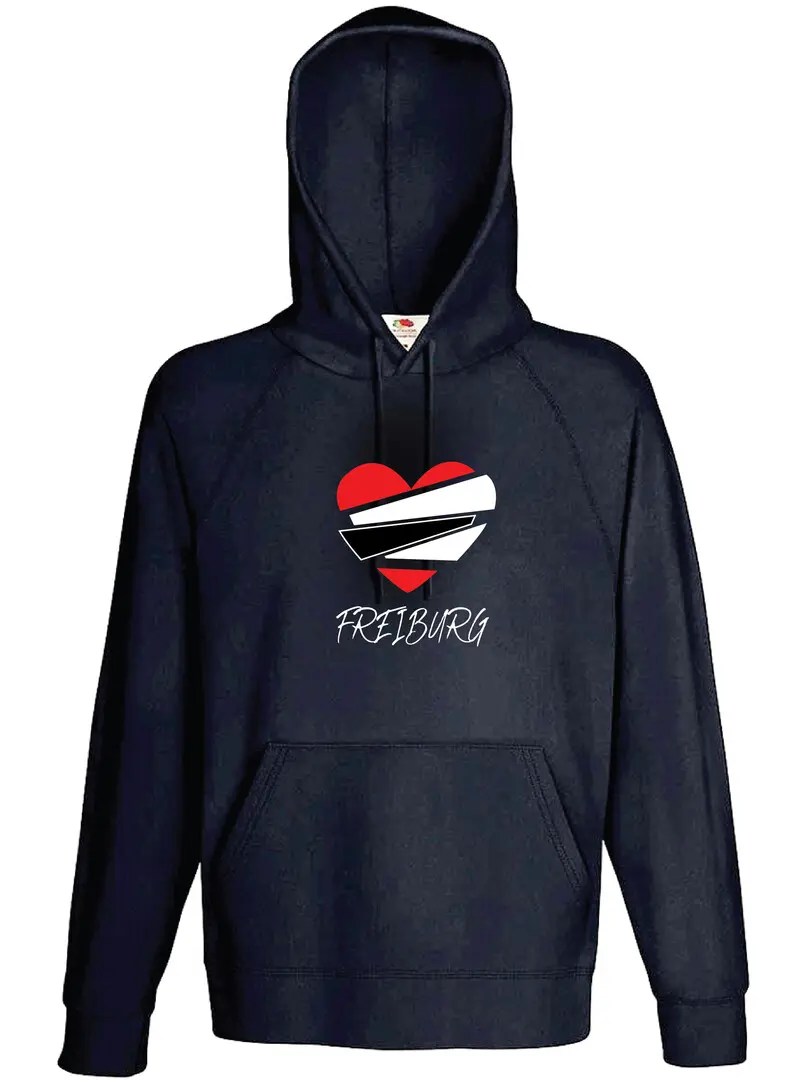 Felpa nera cappuccio Freiburg cuore
