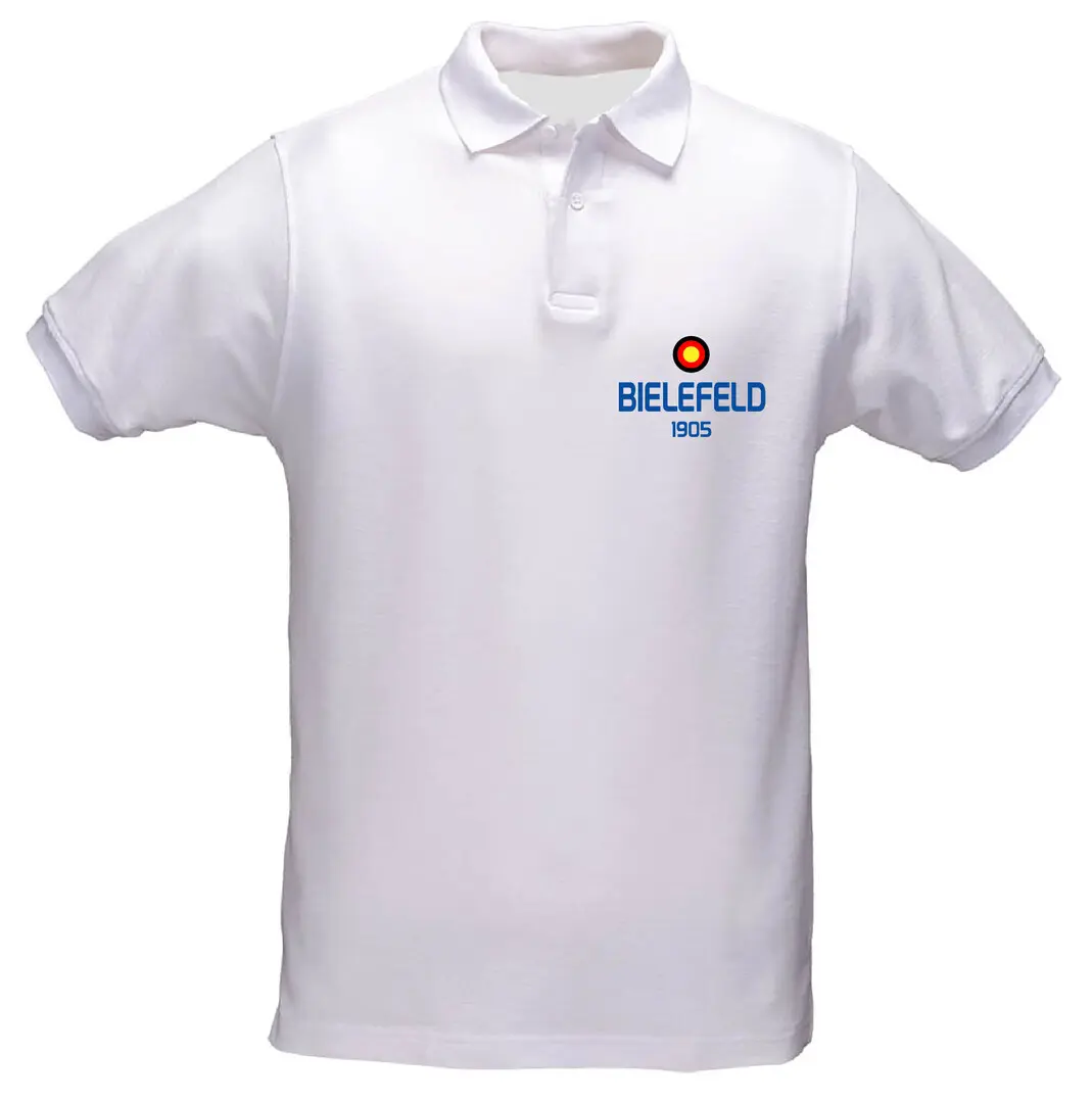 Polo bianca stampa Bielefeld tricolore tedesca