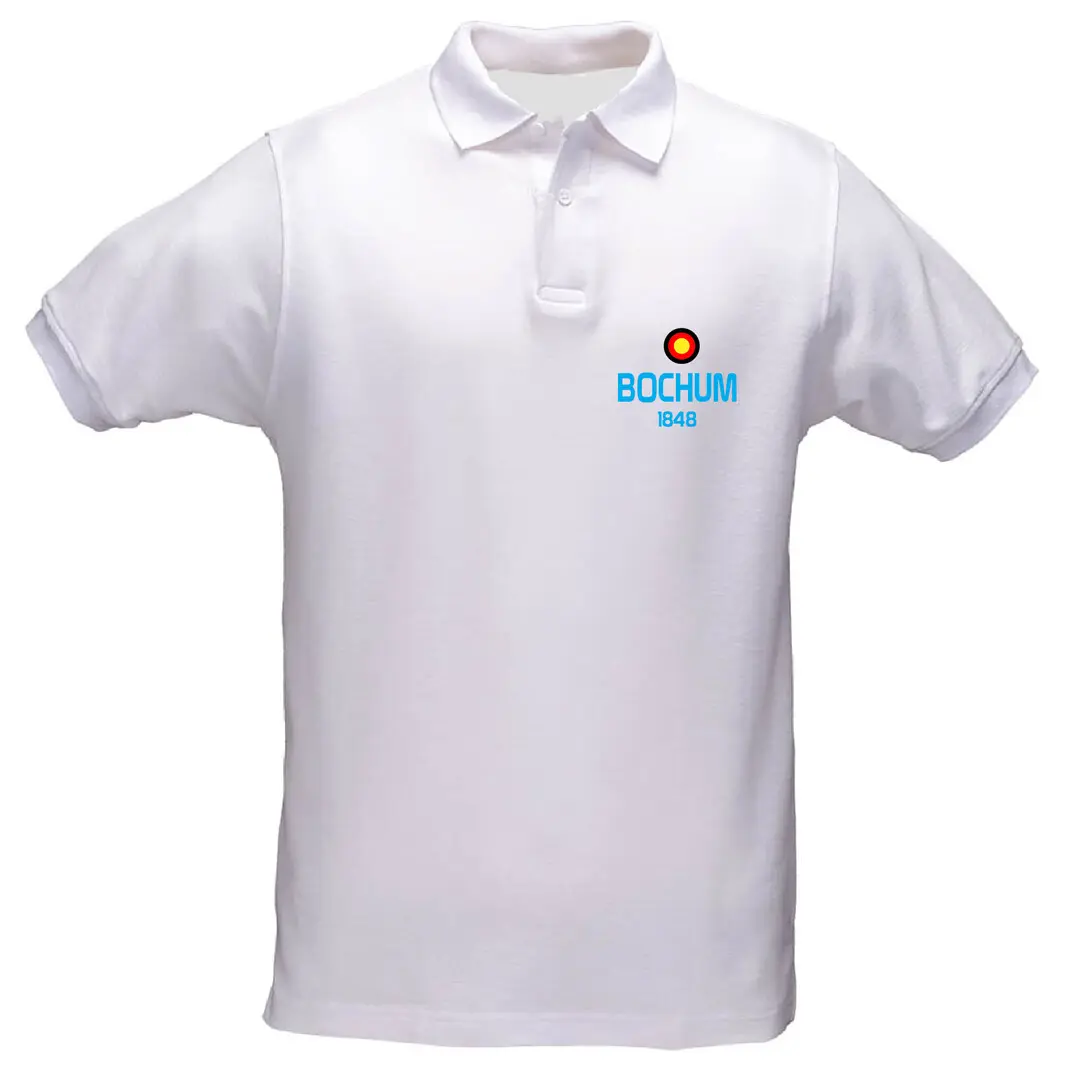 Polo bianca stampa Bochum tricolore tedesca
