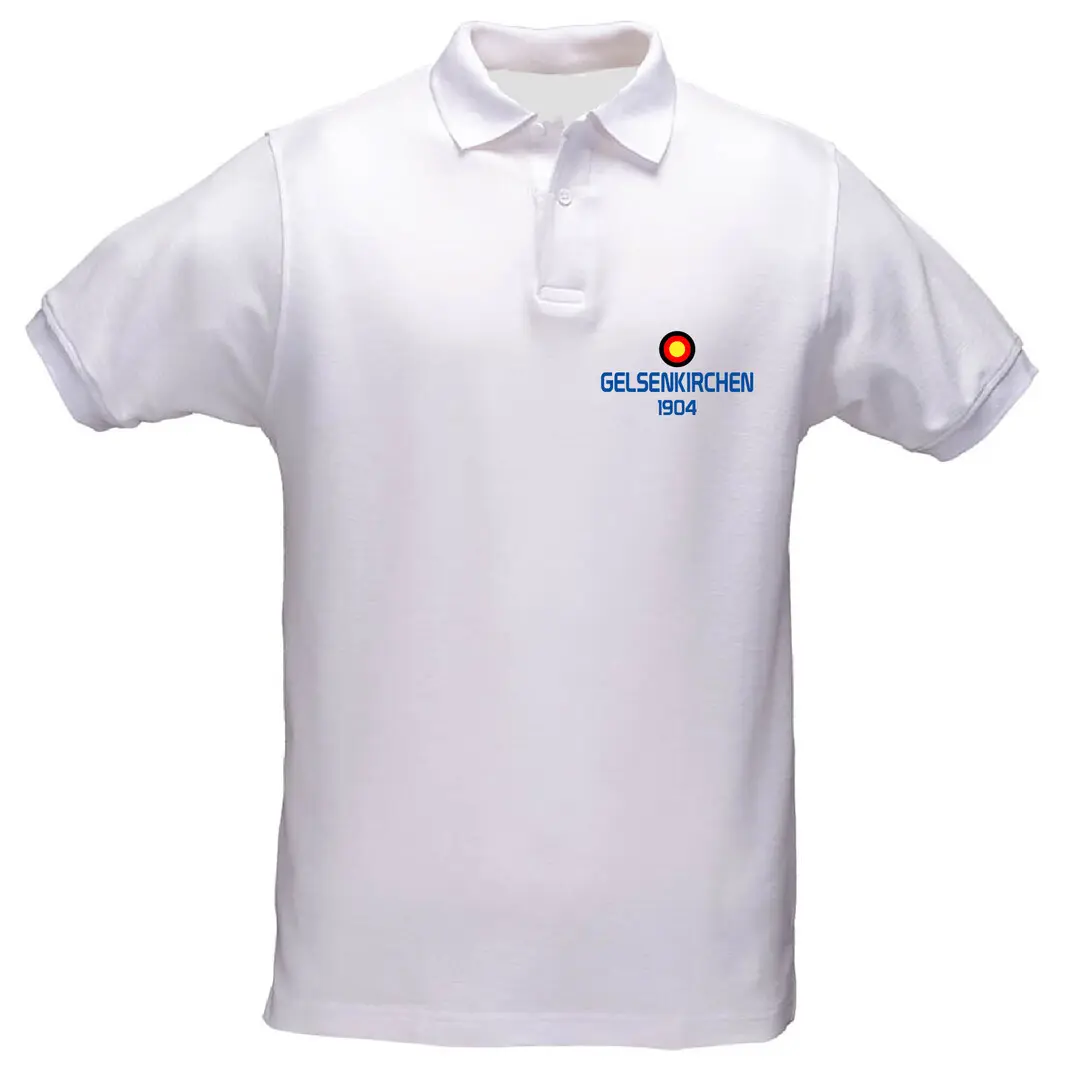 Polo bianca stampa Gelsenkirchen tricolore tedesca